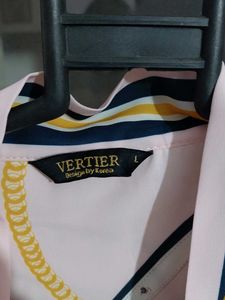 Pink Chain Print Blouse with Tie Neck