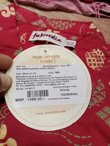 Fab india red printed casual shirts