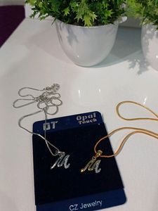 Combo Of 2 Name Pendants Silver &amp; Gold