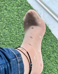 Sheer Patterned Socks with Anklet