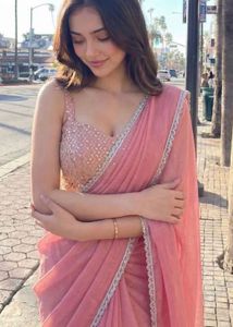 Elegant Pink Saree with Sequin Blouse