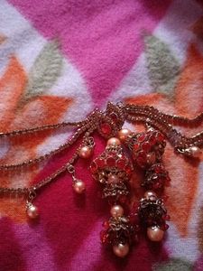 Elegant Red &amp; Gold Jewellery Set