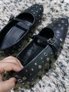 LUNA Blu Black Studded Ballerina