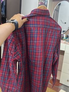 Men's Red Plaid Long Sleeve Shirt