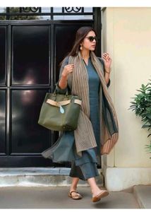 Classy Stale Color Kurta Set with Dupatta