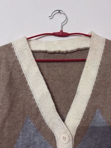Argyle Knit Cardigan Vest