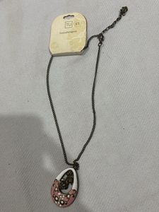Charming Pink Floral Teardrop Pendant Necklace