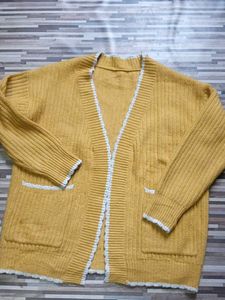 open yellow cardigan
