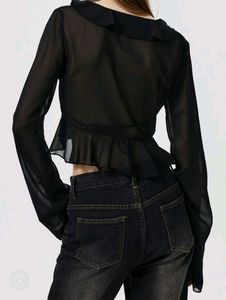 Black Chiffon Tie-Up Top