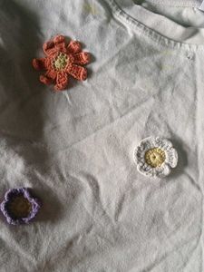 Cute Crocheted Flower T-Shirt