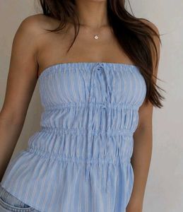 Blue Striped tube top