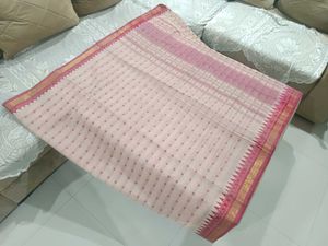 Elegant Pink &amp; Cream Saree