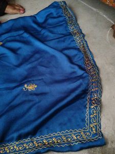 Teal Indian Skirt with Gold Embroidery
