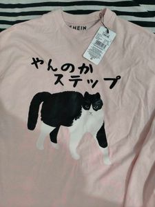 Cute Pink Cat Graphic T-Shirt