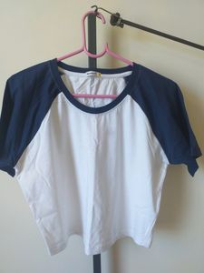 White &amp; Blue Crop Top