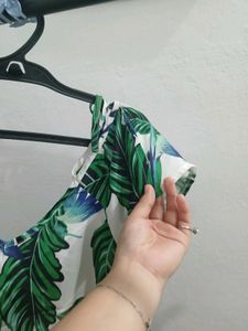 Tropical Leaf Print Blouse