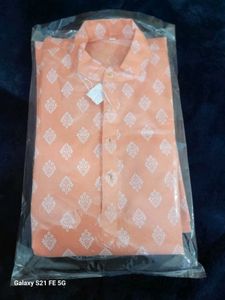 Peach Printed Kurta with Pants