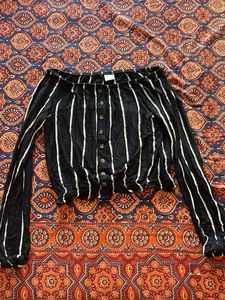 H&M Striped Off-Shoulder Top