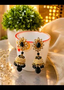 Elegant Black Jhumka Earrings