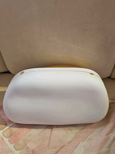 Zara Dupe Elegant White Clutch with Gold Accent