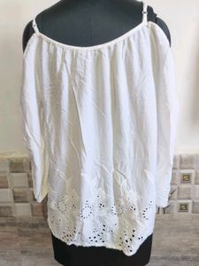 Boho Off-the-Shoulder Eyelet Top