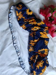 Navy Floral Ruched Dress