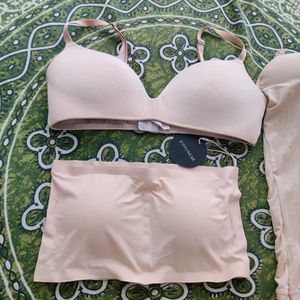 3 Piece Nude bra &amp; sand sleepwear Set