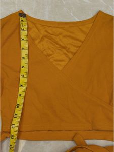 Mustard Yellow Bell Sleeve Wrap Top