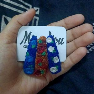 Handmade Floral Hair Clips Set of 3
