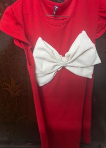 Cute Red dress  with White Bow