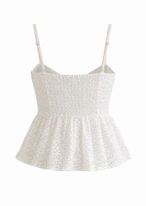 White Eyelet Peplum Camisole Top
