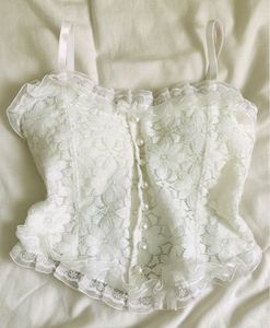 Lace Corset Top with Pearl Detail