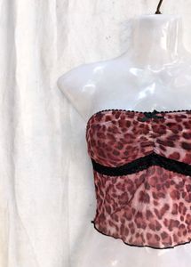 Leopard Print Tube Top with Black Shorts