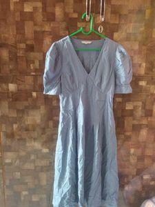 Light Blue Puff Sleeve Midi Dress (New)