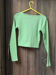 Lime Green Ribbed Long Sleeve Top
