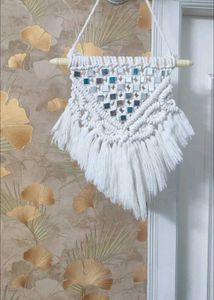 Handmade Macrame Wall Hanging with Mirrors