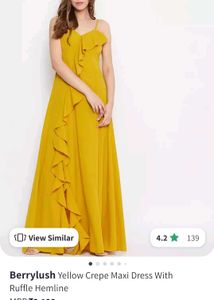 Elegant Yellow Ruffle Maxi Dress