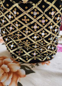 Embellished Black & Gold Clutch