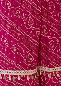 Bandhani Tube Top With Sharara And Kaftan