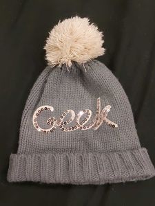 Grey Beanie Winter Hat with PomPom