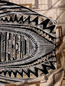 Beaded Black Mini Skirt