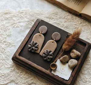 Handmade Floral Drop Earrings | Aesthetic Brown &
