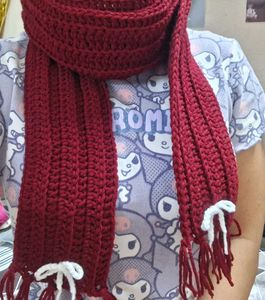 Mikasa Red Crochet Scarf