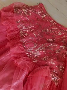 Net Lehanga Pink With Blouse And Dupatta