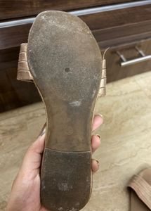Rose Gold Strappy Flat Sandals