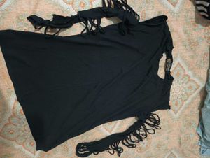 Black Cut-Out Sleeve T-Shirt