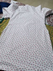 White Kurta with Small Floral Print