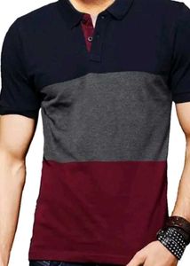 Men's Color Block Polo TShirt two piece