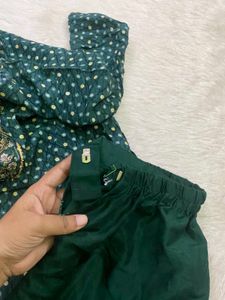 Dark Green Printed Kurti &amp; Pant Set