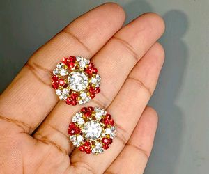 🎀 Elegant Red &amp; Crystal Studs